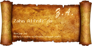 Zahn Alfréda névjegykártya